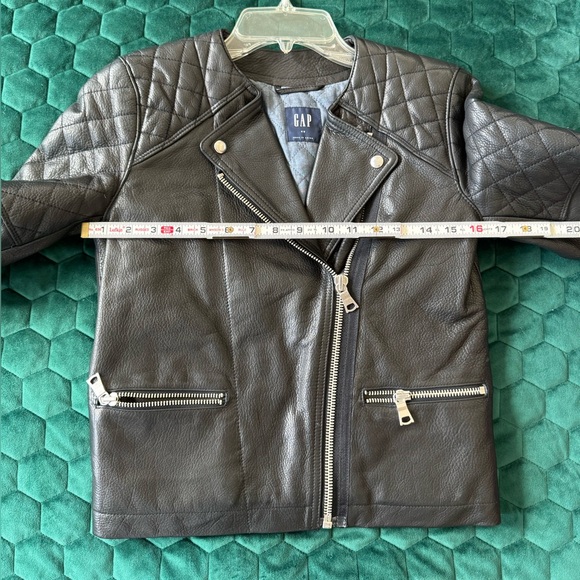 GAP Black Leather Biker Jacket - Picture 3 of 7